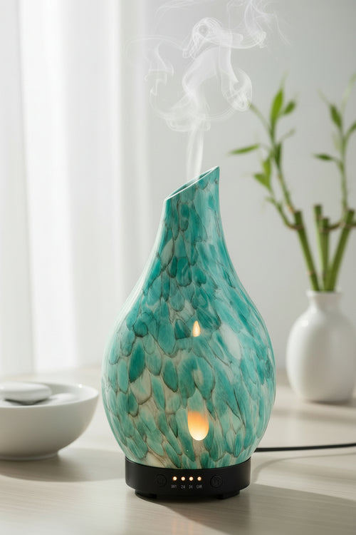 120ml Essential Oil Diffuser – Handmade Glass Ultrasonic Aroma Humidifier with 7 LED Colors & Auto-Off