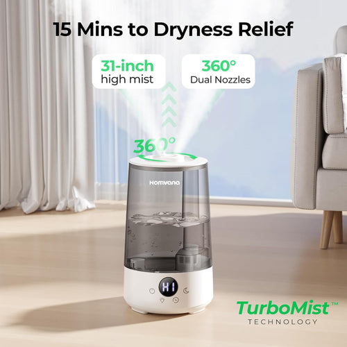 3.6L Cool Mist Humidifier – Ultra Quiet 16dB, 34H Runtime, Top-Fill, BPA-Free with Oil Tray & 7-Color Light